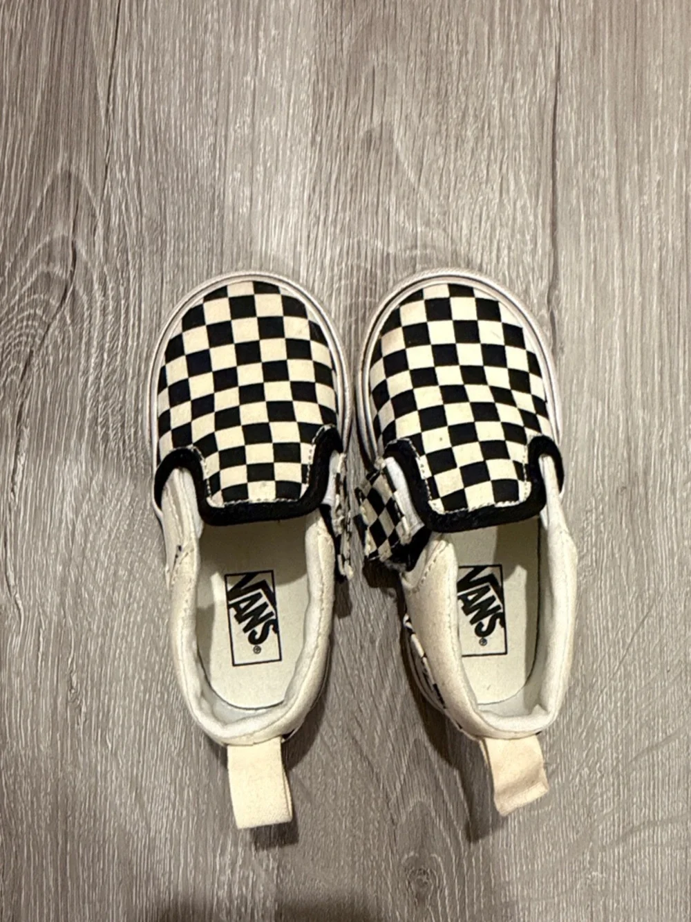 Vans Toddler 6C Checkerboard Slip-On Sneakers - Black and White